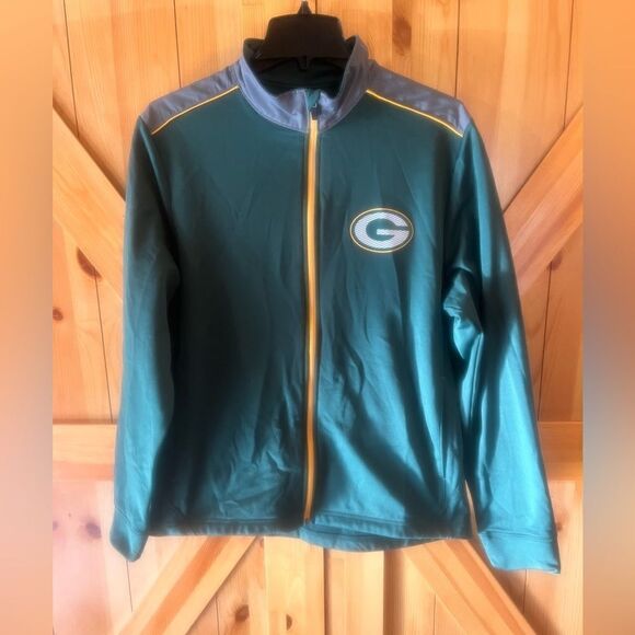 GREENBAY PACKERS FOOTBALL TRACK JACKET MENS Medium MAJESTIC THERMABASE NFL - Picture 1 of 3
